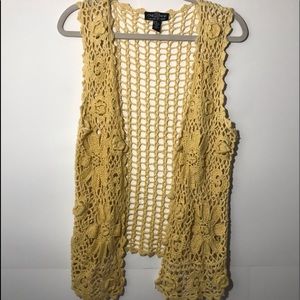 One Step Up Yellow Crochet Sweater Vest